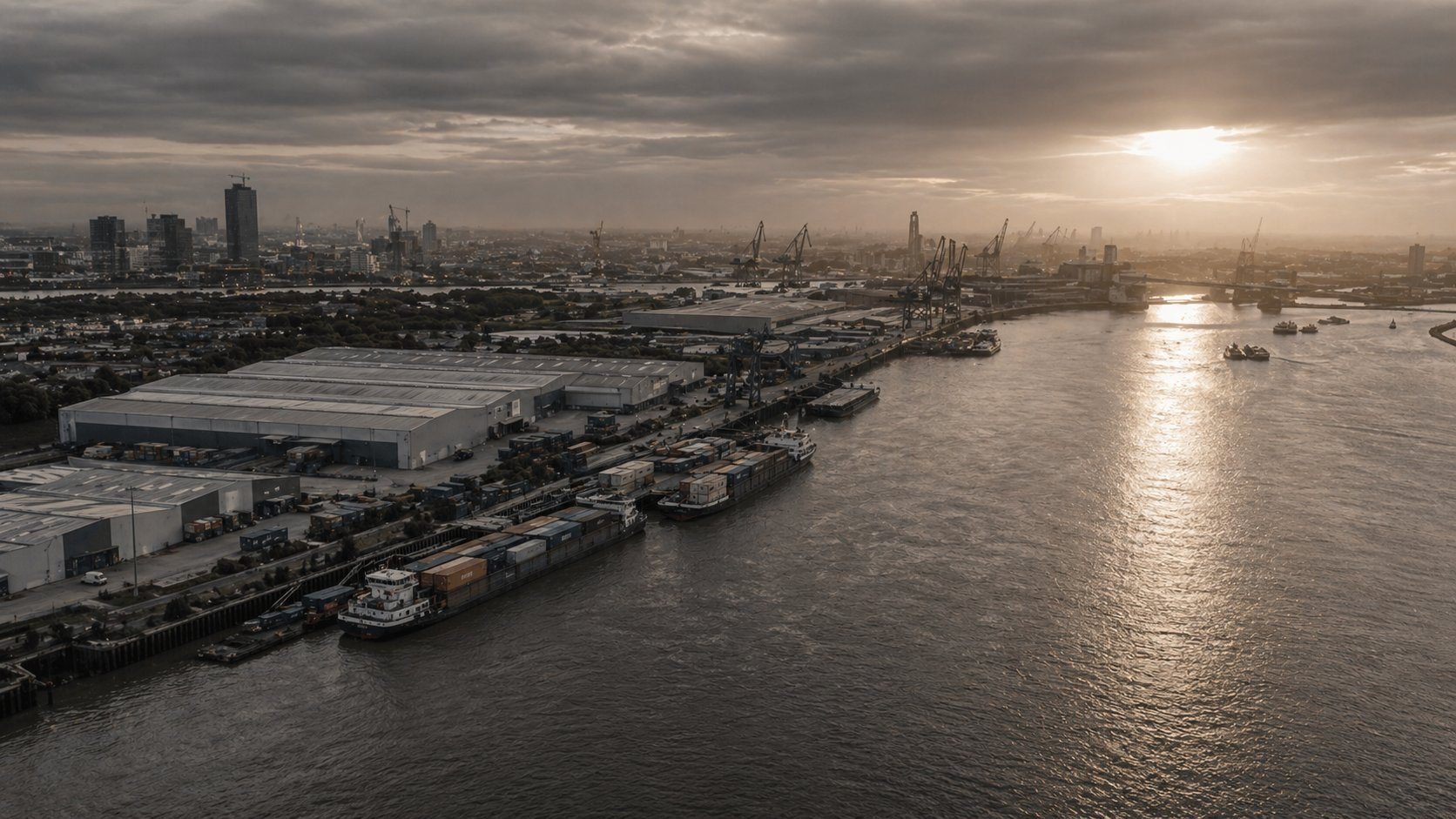 Aerial view of port and logistics infrastructure